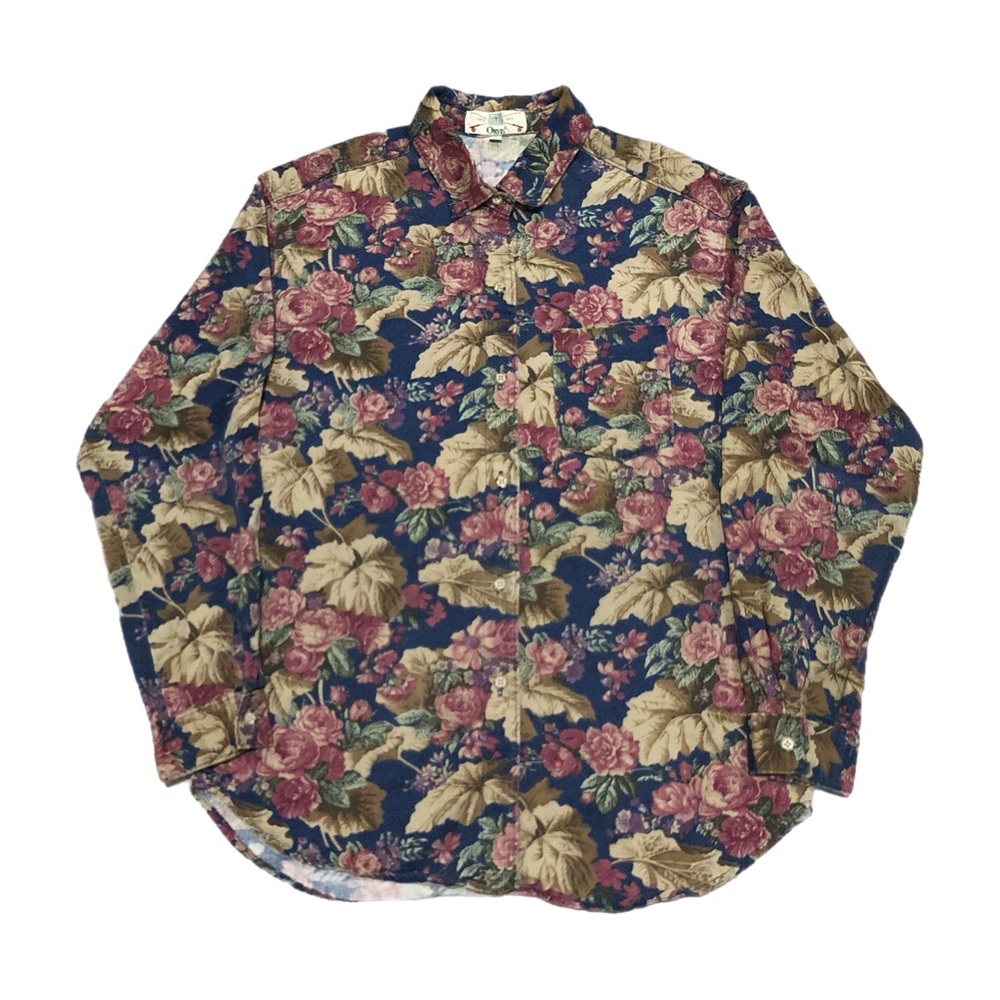Vtg 90s Orvis Fly Fishing Floral Button Up